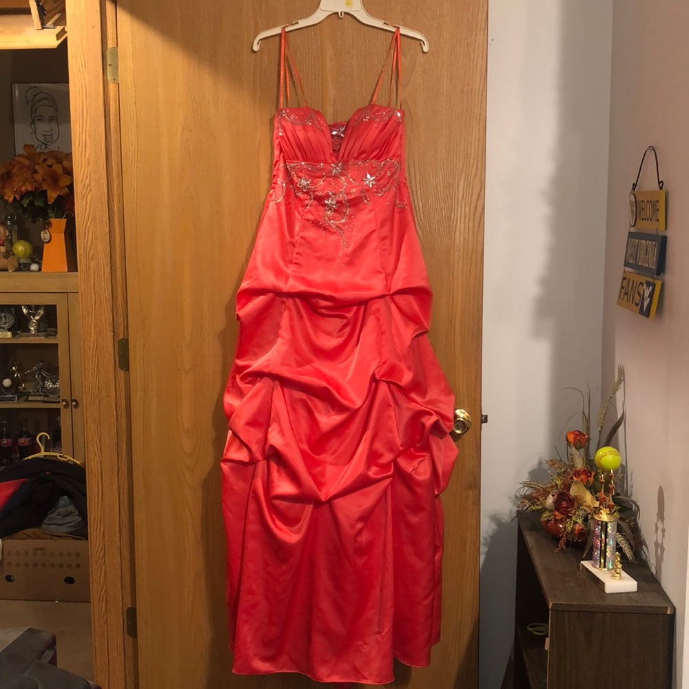 Peach prom gown